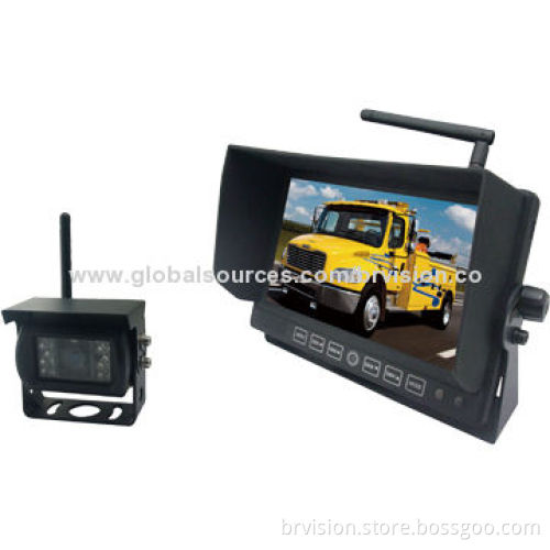 Rear-view System with Wireless Camera and Wireless Monitor, 12 to 24V Input Powers